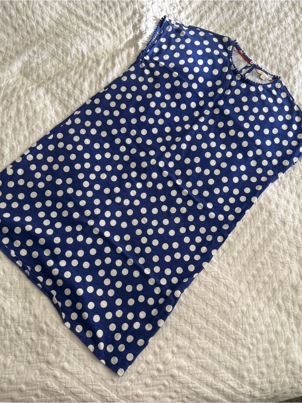 Boden Royal Blue and White Polka Dot Sleeveless Shift Dress